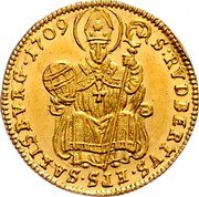 Austria 1/2 Ducat Franz Anton von Harrach 1709 KM# 298 S RVDBERTAS EPS SAELSBVRG 1709 coin reverse Austria 1/2 Ducat Franz Anton von Harrach 1709 KM# 298 S RVDBERTAS EPS SAELSBVRG 1709 coin reverse