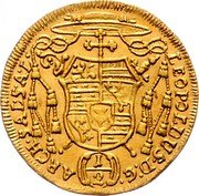Austria 1/2 Ducat Leopold Anton von Firmian 1728 KM# 331 LEOPOLDUS D G (1/2) ARCH SAL S A L OU LEOPOLD9 D G (1/2) ARCH PR SAL S A L coin obverse Austria 1/2 Ducat Leopold Anton von Firmian 1728 KM# 331 LEOPOLDUS D G (1/2) ARCH SAL S A L OU LEOPOLD9 D G (1/2) ARCH PR SAL S A L coin obverse