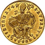 Austria 1/2 Ducat Salzburg Andreas 1749 KM# 357 1/2 / ANDREAS D G A RCHI EP S A L coin reverse Austria 1/2 Ducat Salzburg Andreas 1749 KM# 357 1/2 / ANDREAS D G A RCHI EP S A L coin reverse