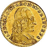 Austria 1/2 Ducat Andreas Jacob 1751 KM# 362 ANDREAS D G ARCH ET PRINGERS coin obverse Austria 1/2 Ducat Andreas Jacob 1751 KM# 362 ANDREAS D G ARCH ET PRINGERS coin obverse