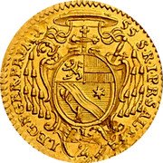 Austria 1/2 Ducat Sigismund 1755 KM# 384 SS S R I PR SAL LEG N GER PRIMA coin reverse Austria 1/2 Ducat Sigismund 1755 KM# 384 SS S R I PR SAL LEG N GER PRIMA coin reverse