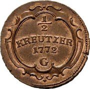 Austria 1/2 Kreuzer Maria Theresia 1772 G KM# 7 1/2 KREUTZER 1772 G coin reverse Austria 1/2 Kreuzer Maria Theresia 1772 G KM# 7 1/2 KREUTZER 1772 G coin reverse
