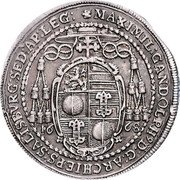 Austria 1/2 Thaler Maximilian Gandolph 1668 KM# 188 MAXIMIL GANDOLPH 9 D G ARCHIEPS SALISBVRG SED AP LEG 16 68 coin obverse Austria 1/2 Thaler Maximilian Gandolph 1668 KM# 188 MAXIMIL GANDOLPH 9 D G ARCHIEPS SALISBVRG SED AP LEG 16 68 coin obverse