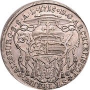 Austria 1/2 Thaler Franz Anton von Harrach 1715 KM# 313 D G ARCHIEPISCOP &S R I PRINC SALISBURG S S A L 1715 coin reverse Austria 1/2 Thaler Franz Anton von Harrach 1715 KM# 313 D G ARCHIEPISCOP &S R I PRINC SALISBURG S S A L 1715 coin reverse