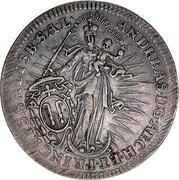 Austria 1/2 Thaler Madonna - Andreas Jakob von Dietrichstein 1752 KM# 363 ANDREAS D G ARCH ET PRINCEPS SALISB S A L coin obverse Austria 1/2 Thaler Madonna - Andreas Jakob von Dietrichstein 1752 KM# 363 ANDREAS D G ARCH ET PRINCEPS SALISB S A L coin obverse