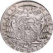 Austria 1/2 Thaler Salzburg Sigismund III 1760 KM# 387.2 1760 / S A S LEG NATUS GERM PRIMAS coin reverse Austria 1/2 Thaler Salzburg Sigismund III 1760 KM# 387.2 1760 / S A S LEG NATUS GERM PRIMAS coin reverse