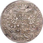 Austria 1/2 Thaler Maria Theresia Hall 1765 KM# 14 ARCHID AUST DUX BURG CO TYR 1765 coin reverse