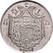 Austria 1/2 Thaler Sigismund III 1768 KM# 415 17 68 coin reverse Austria 1/2 Thaler Sigismund III 1768 KM# 415 17 68 coin reverse