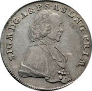 Austria 1/2 Thaler Salzburg 1769 KM# 419 SIG M D G A & P S A S L N G PR I M coin obverse Austria 1/2 Thaler Salzburg 1769 KM# 419 SIG M D G A & P S A S L N G PR I M coin obverse
