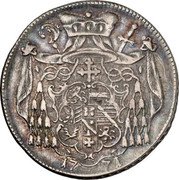 Austria 1/2 Thaler Sigismund von Schrattenbach 1771 KM# 425 1771 coin reverse Austria 1/2 Thaler Sigismund von Schrattenbach 1771 KM# 425 1771 coin reverse