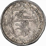 Austria 1/2 Thaler Markus Sittikus von Hohenems 1612 KM# 17 MARCVS SITTICVS D G AREPS SAL A S L coin obverse Austria 1/2 Thaler Markus Sittikus von Hohenems 1612 KM# 17 MARCVS SITTICVS D G AREPS SAL A S L coin obverse