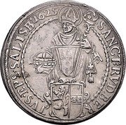 Austria 1/2 Thaler (Paris von Lodron) KM# 89 SANCT : RVDBER TVS · EPS · SALISB : 1625 coin reverse Austria 1/2 Thaler (Paris von Lodron) KM# 89 SANCT : RVDBER TVS · EPS · SALISB : 1625 coin reverse