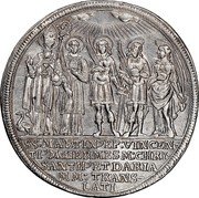 Austria 1/2 Thaler Max Gandolf von Kuenburg 1682 KM# 232 SS MARTIN 9 EP VINCENTI 9 M CHRYSANTH9 ET DARIA MM TRANSLATI coin reverse Austria 1/2 Thaler Max Gandolf von Kuenburg 1682 KM# 232 SS MARTIN 9 EP VINCENTI 9 M CHRYSANTH9 ET DARIA MM TRANSLATI coin reverse