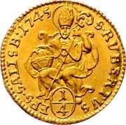 Austria 1/4 Ducat Jakob Ernst von Liechtenstein 1745 KM# 346 S RUBERTUS 1/4 EPS SALLSB 1745 coin reverse Austria 1/4 Ducat Jakob Ernst von Liechtenstein 1745 KM# 346 S RUBERTUS 1/4 EPS SALLSB 1745 coin reverse