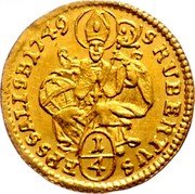 Austria 1/4 Ducat Andreas Jakob von Dietrichstein 1749 KM# 356 SRUBENTUS 1/4 ERSSALIS 1749 coin reverse Austria 1/4 Ducat Andreas Jakob von Dietrichstein 1749 KM# 356 SRUBENTUS 1/4 ERSSALIS 1749 coin reverse