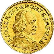 Austria 1/4 Ducat Sigismund von Schrattenbach 1755 KM# 383 SIGISM DG ARCHIEP & P SAL coin obverse Austria 1/4 Ducat Sigismund von Schrattenbach 1755 KM# 383 SIGISM DG ARCHIEP & P SAL coin obverse