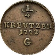 Austria 1/4 Kreuzer Maria Theresia 1772 G KM# 6 4 KREUTZER 1772 G coin reverse Austria 1/4 Kreuzer Maria Theresia 1772 G KM# 6 4 KREUTZER 1772 G coin reverse