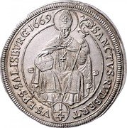 Austria 1/4 Thaler Max Gandolf von Kuenburg 1669 KM# 216 SANCTVS RVDBERT (1/4) VS EPS SALISBVRG coin reverse Austria 1/4 Thaler Max Gandolf von Kuenburg 1669 KM# 216 SANCTVS RVDBERT (1/4) VS EPS SALISBVRG coin reverse