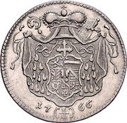 Austria 1/4 Thaler Sigismund von Schrattenbach 1766 KM# 414 17(1/4)66 coin reverse Austria 1/4 Thaler Sigismund von Schrattenbach 1766 KM# 414 17(1/4)66 coin reverse