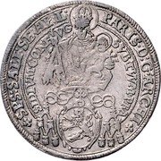 Austria 1/4 Thaler (Paris von Lodron) KM# 98 PARIS D G ARCHI SPS SALI SE AP L SVB TVVM PRAESIDIUM CONFVG coin obverse Austria 1/4 Thaler (Paris von Lodron) KM# 98 PARIS D G ARCHI SPS SALI SE AP L SVB TVVM PRAESIDIUM CONFVG coin obverse