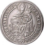 Austria 1/4 Thaler Johann Ernst von Thun 1694 KM# 281 SANCT9 RVDBER (1/4) TUS EPS SALISB coin reverse Austria 1/4 Thaler Johann Ernst von Thun 1694 KM# 281 SANCT9 RVDBER (1/4) TUS EPS SALISB coin reverse