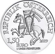 Austria 1,50 Euro (825 years mint Vienna) REPUBLIK ÖSTERREICH 1,50 EURO 2019 1 UNZE FEINSILBER coin obverse Austria 1,50 Euro (825 years mint Vienna) REPUBLIK ÖSTERREICH 1,50 EURO 2019 1 UNZE FEINSILBER coin obverse