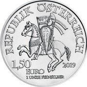 Austria 1,50 Euro (825th Anniversary of the Vienna Mint - Robin Hood) 1,50 EURO 1 UNZE FEINSILBER 2019 REPUBLIK ÖSTERREICH coin obverse Austria 1,50 Euro (825th Anniversary of the Vienna Mint - Robin Hood) 1,50 EURO 1 UNZE FEINSILBER 2019 REPUBLIK ÖSTERREICH coin obverse