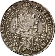 Austria 1/6 Thaler (Paris von Lodron) KM# 107.1 PARIS D G ARCHI EPS SAL SE AP L SVB TVVM PRAESIDIUM CONF OU CONFVG coin obverse Austria 1/6 Thaler (Paris von Lodron) KM# 107.1 PARIS D G ARCHI EPS SAL SE AP L SVB TVVM PRAESIDIUM CONF OU CONFVG coin obverse