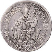 Austria 1/6 Thaler Max Gandolf von Kuenburg 1677 KM# 227 S RVDBERTUS (1/6) EPS SALISBURG 1677 coin reverse