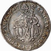 Austria 1/8 Thaler (Markus Sittikus von Hohenems) KM# 13 SANCTVS RVDBERTVS EPS SALIS coin reverse Austria 1/8 Thaler (Markus Sittikus von Hohenems) KM# 13 SANCTVS RVDBERTVS EPS SALIS coin reverse