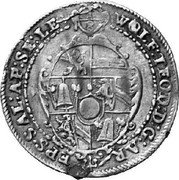 Austria 1/8 Thaler Wolf Dietrich von Raitenau 1607 KM# 7.2 WOLF TEOD D G AREPS SAL A S L coin obverse Austria 1/8 Thaler Wolf Dietrich von Raitenau 1607 KM# 7.2 WOLF TEOD D G AREPS SAL A S L coin obverse