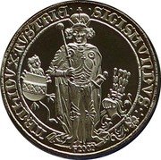 Austria 1 Guldiner First Thaler minted in Tyrol "1486" 2002 Proof SIGSMVNDVS ARCHIDVX AVSTRIE F2002 coin obverse Austria 1 Guldiner First Thaler minted in Tyrol "1486" 2002 Proof SIGSMVNDVS ARCHIDVX AVSTRIE F2002 coin obverse