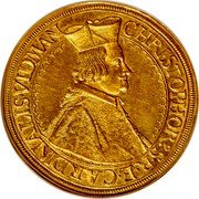 Austria 10 Ducat Christophe Vidman St Veit 1656 KM# 5 CHRISTOPHOR 9 S R E CARDINALIS VIDMAN coin obverse