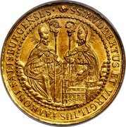 Austria 10 Ducat Franz Anton von Harrach 1709 KM# 302 SS:RVDBERTUS ET VIRGILIUS PATRONI SALISBURGENSES· coin reverse Austria 10 Ducat Franz Anton von Harrach 1709 KM# 302 SS:RVDBERTUS ET VIRGILIUS PATRONI SALISBURGENSES· coin reverse