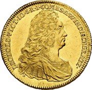 Austria 10 Ducat Leopold Victor Johann 1732 KM# 8 LEOPOLD VICT IO S R I COMES A WINDISCHGRATZ B coin obverse Austria 10 Ducat Leopold Victor Johann 1732 KM# 8 LEOPOLD VICT IO S R I COMES A WINDISCHGRATZ B coin obverse