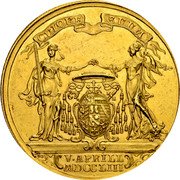 Austria 10 Ducat Salzburg Sigismund III 1753 KM# C381 CUIQUE SUUM MDCCLIII V APRILL coin reverse Austria 10 Ducat Salzburg Sigismund III 1753 KM# C381 CUIQUE SUUM MDCCLIII V APRILL coin reverse