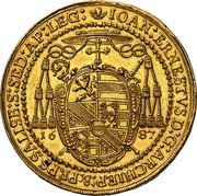 Austria 10 Ducat Johann Ernst von Thun (20 years since election) 1687 KM# 263 IOAN : ERNESTVS D : G : ARCHIEP : & PRPS SALISB : S : SED : AP : LEG : coin obverse Austria 10 Ducat Johann Ernst von Thun (20 years since election) 1687 KM# 263 IOAN : ERNESTVS D : G : ARCHIEP : & PRPS SALISB : S : SED : AP : LEG : coin obverse