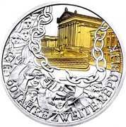 Austria 10 Euro (60 Years Second Republic. Gilded) 60 JAHRE ZWEITE REPUBLIK coin reverse Austria 10 Euro (60 Years Second Republic. Gilded) 60 JAHRE ZWEITE REPUBLIK coin reverse