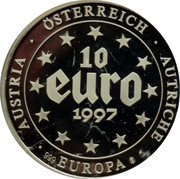Austria 10 Euro National Anthem Of Austria 1997 Proof 10 EURO 1997 999 AUSTRIA AUTRICHE EUROPA ÖSTERREICH coin obverse