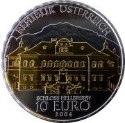 Austria 10 Euro (Castle Hellbrunn. Gilded) 10 EURO 2004 REPUBLIK ÖSTERREICH SCHLOSS HELLBRUNN coin obverse