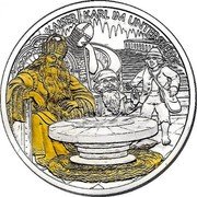 Austria 10 Euro (Charlemagne in the Untersberg. Gilded) KAISER KARL IM UNTERSBERG coin reverse