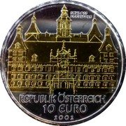 Austria 10 Euro (Eggenberg Palace - Johannes Kepler. Gilded) 10 EURO 2002 REPUBLIK ÖSTERREICH SCHLOSS EGGENBERG coin obverse