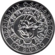 Austria 10 Euro (Gabriel – The Revealing Angel) KM# 3268b R E P U B L I K Ö S T E R R E I C H 2017 1 0 E U R O coin obverse