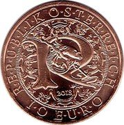 Austria 10 Euro Heavenly Messengers - Raphael - The Healing Angel 2018 R E P U B L I K Ö S T R R E I C H 1 0 E U R O 2018 R coin obverse Austria 10 Euro Heavenly Messengers - Raphael - The Healing Angel 2018 R E P U B L I K Ö S T R R E I C H 1 0 E U R O 2018 R coin obverse