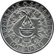 Austria 10 Euro Heavenly Messengers - Uriel - The Illuminating Angel 2018 R∙E∙P∙U∙B∙L∙I∙K Ö∙S∙T∙E∙R∙R∙E∙I∙C∙H 1∙0 E∙U∙R∙O 2018 coin obverse Austria 10 Euro Heavenly Messengers - Uriel - The Illuminating Angel 2018 R∙E∙P∙U∙B∙L∙I∙K Ö∙S∙T∙E∙R∙R∙E∙I∙C∙H 1∙0 E∙U∙R∙O 2018 coin obverse