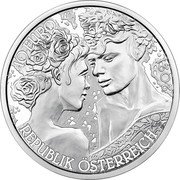 Austria 10 Euro Rose - Love and desire 2021 Proof REPUBLIK ÖSTERREICH 10 EURO 2021 coin obverse Austria 10 Euro Rose - Love and desire 2021 Proof REPUBLIK ÖSTERREICH 10 EURO 2021 coin obverse