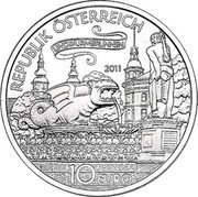 Austria 10 Euro (The Lindwurm at Klagenfurt. Gilded) REPUBLIK ÖSTERREICH 2011 10 EURO coin obverse Austria 10 Euro (The Lindwurm at Klagenfurt. Gilded) REPUBLIK ÖSTERREICH 2011 10 EURO coin obverse