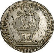 Austria 10 Kreuzer Sigismund von Schrattenbach 1758 KM# 376 SALISBURG 1758 SRUPERTUS EPISC coin reverse Austria 10 Kreuzer Sigismund von Schrattenbach 1758 KM# 376 SALISBURG 1758 SRUPERTUS EPISC coin reverse