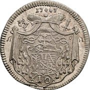 Austria 10 Kreuzer 1767 KM# 409 Salzburg Archbishopric Standart Coinage coin reverse