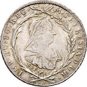 Austria 10 Kreuzer Maria Theresia 1775 SF KM# 18 M THERESIA D G R IMP HU BO REG coin obverse Austria 10 Kreuzer Maria Theresia 1775 SF KM# 18 M THERESIA D G R IMP HU BO REG coin obverse